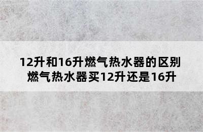 12升和16升燃气热水器的区别 燃气热水器买12升还是16升